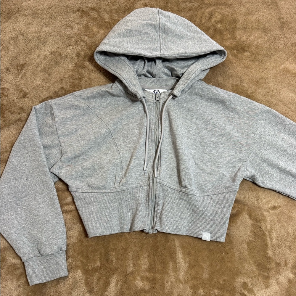 JoyLab Heather Gray Crop Zip-Up Hoodie